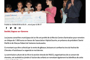 15 06 2018 Le Conseil Municipal Des Enfants Se Mobilise Pour Hôpital Sourire