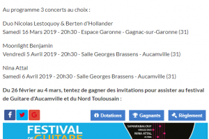 Places à Gagnaer Pour Le Ferstival De Guitare D'Aucamville