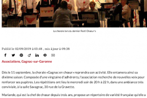 02 09 2019 La Chorale Recherche De Nouvelles Voix