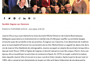 11 03 2020 Une Deuxième Centenaire