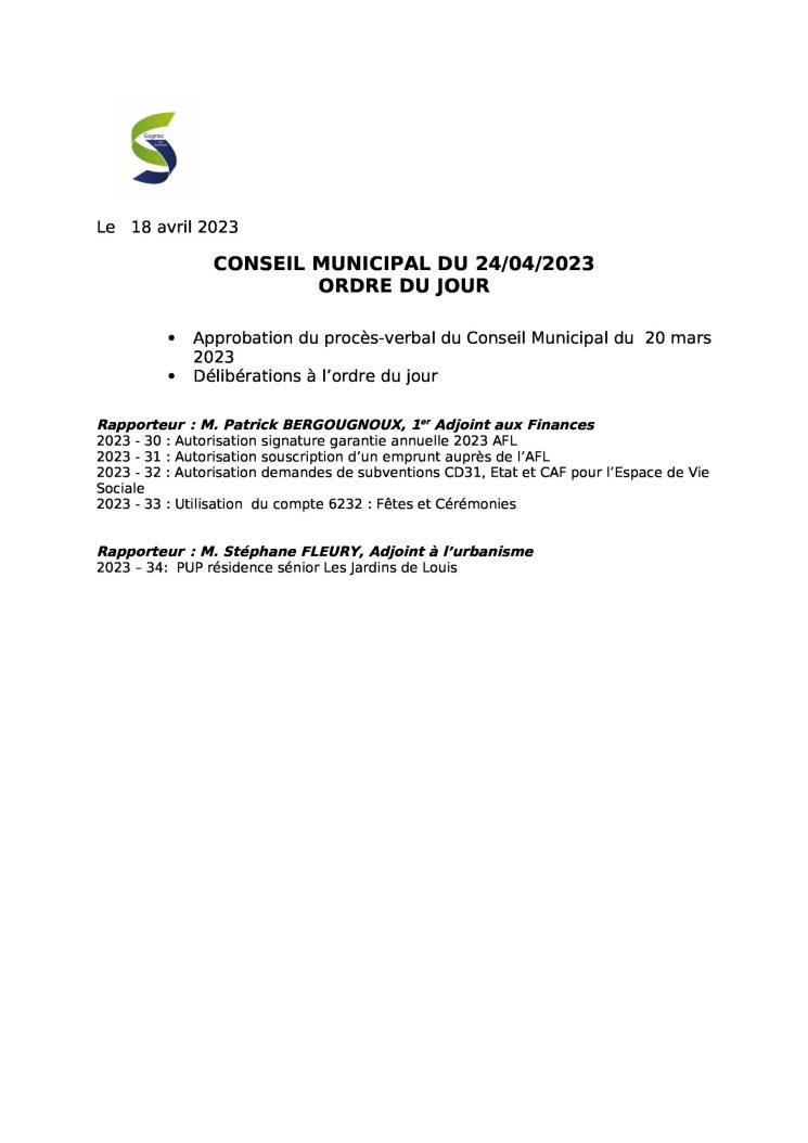 Conseil Municipal du 24 avril 2023