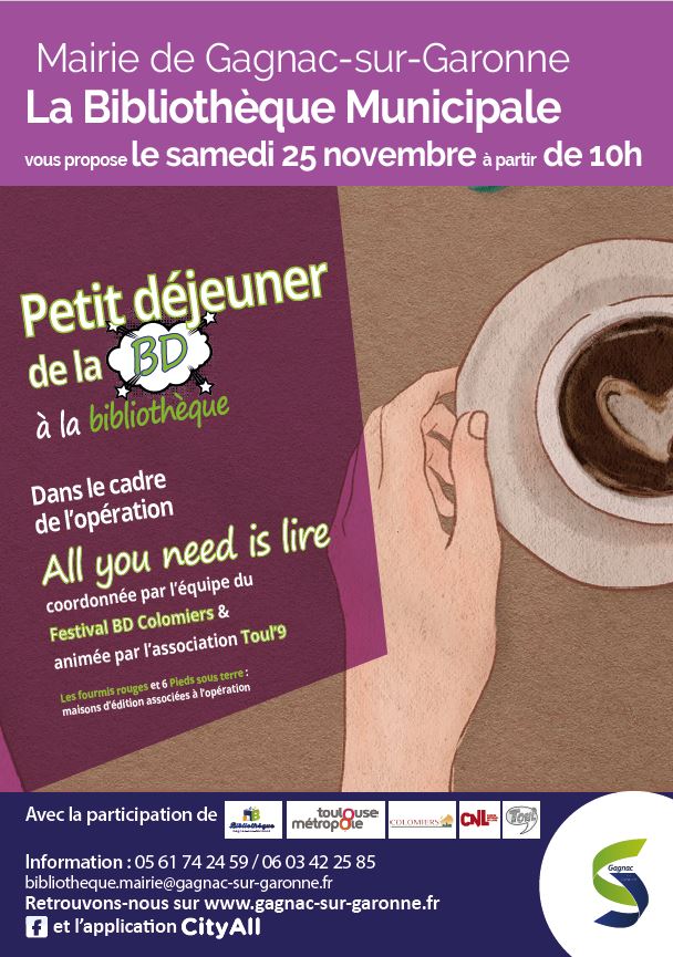 SAMEDI 25 NOVEMBRE : PETIT DEJEUNER DE LA BD À LA BIBLIOTHEQUE