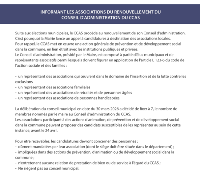 Renouvellement du Conseil d’Administration – CCAS