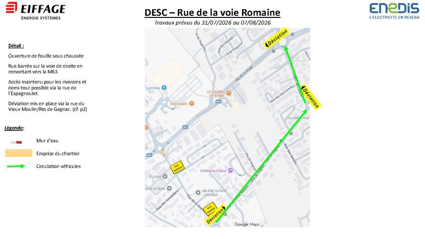 TRAVAUX SUR LE PONT DE GAGNAC DU 3 AU 7 AOUT 2026